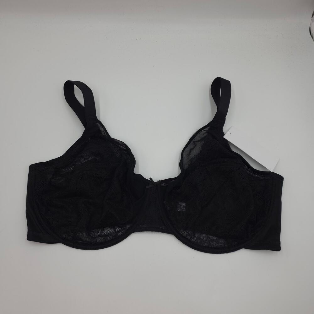 HSIA Unlined Lace Underwire Bra in Black Size 44G